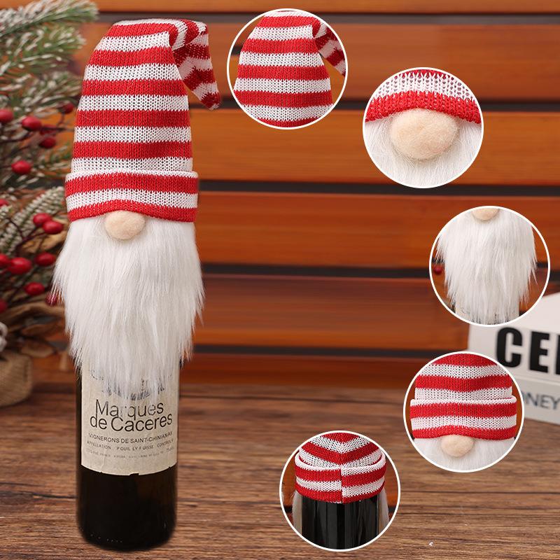Christmas Decorations Faceless Doll Wine Bottle Hat Knitted Forest Old Man Wine Bottle Set Restaurant Decoration