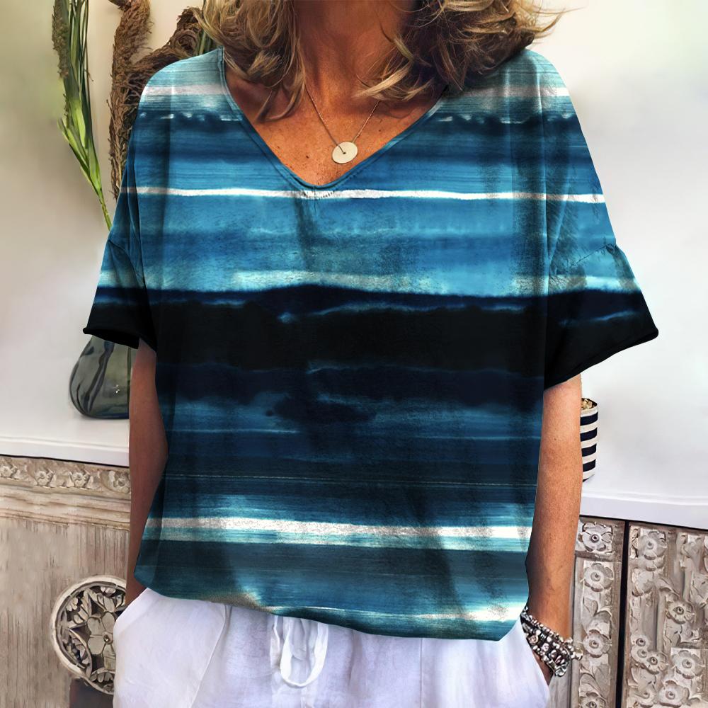 Damen Vintage Gestreifte T-Shirts Sommer Kurzarm Tees Mode Lässig Harajuku Oberteile Damen Streetwear Lockere Damenbekleidung