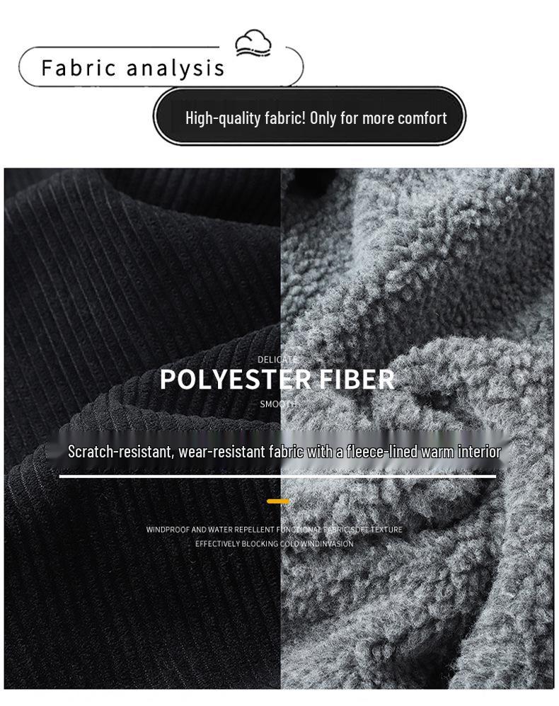 Men's Plus Size Winter Corduroy Lambswool Jacket - Warm Lapel Workwear Coat for All Ages