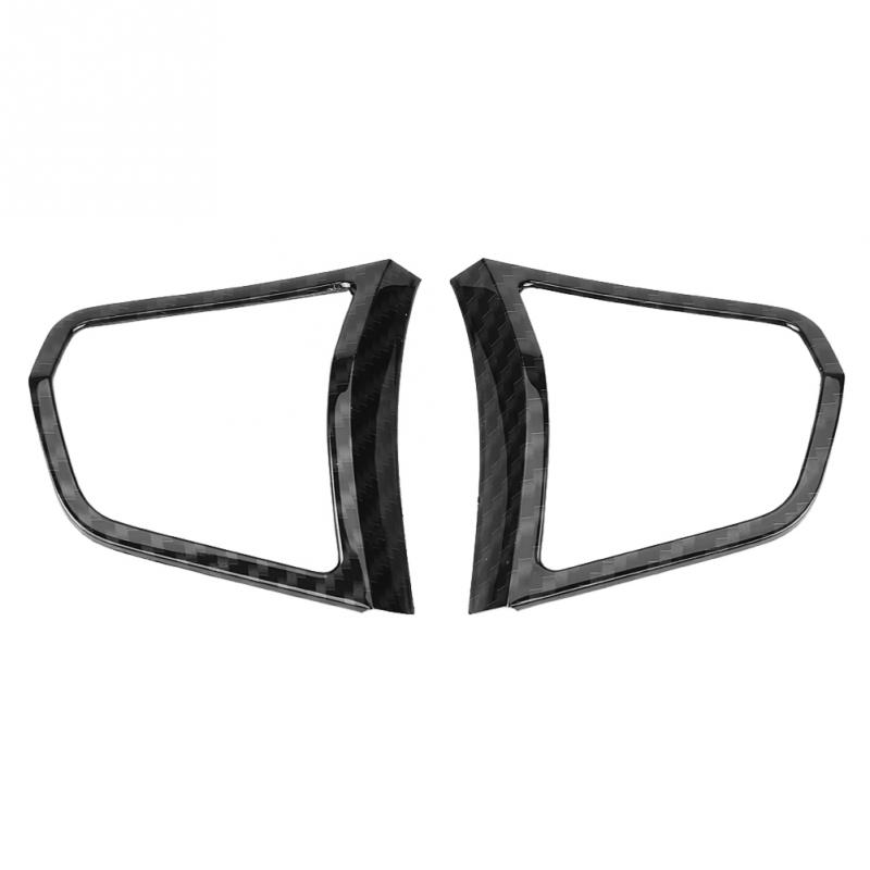 2pcs Car Styling Interior Steering Wheel Button Cover Trim Frame Carbon Fiber for BMW 5 Series F10 2011 2012 2013 2014 2015