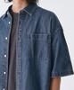 MUSINSA STANDARD Oversized Short Sleeve Denim Shirt [Medium Indigo]
