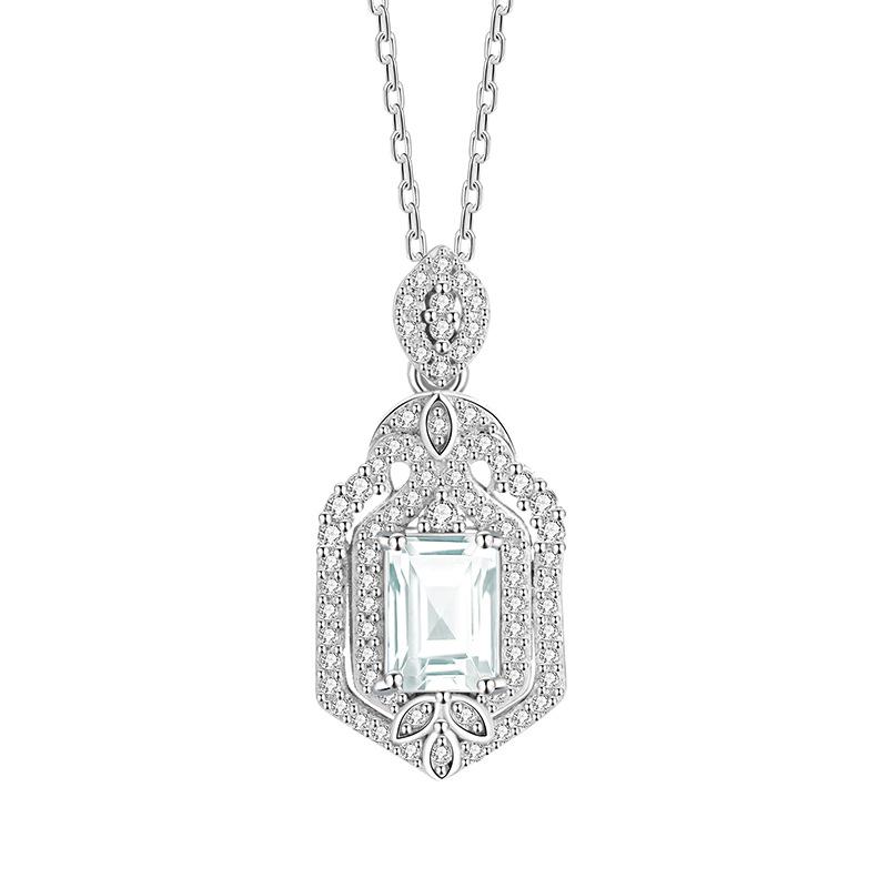 

925 Sterling Silver Moon Wave Crystal Necklace, Dainty Natural Gemstone Pendant, Jewelry Gift for Women Girls 925 silver