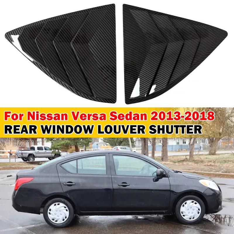 For Nissan Versa Sedan 2013-2018 Car Rear Louver Window Side Shutter Cover Trim Sticker Vent Scoop ABS Carbon Fiber Accessories