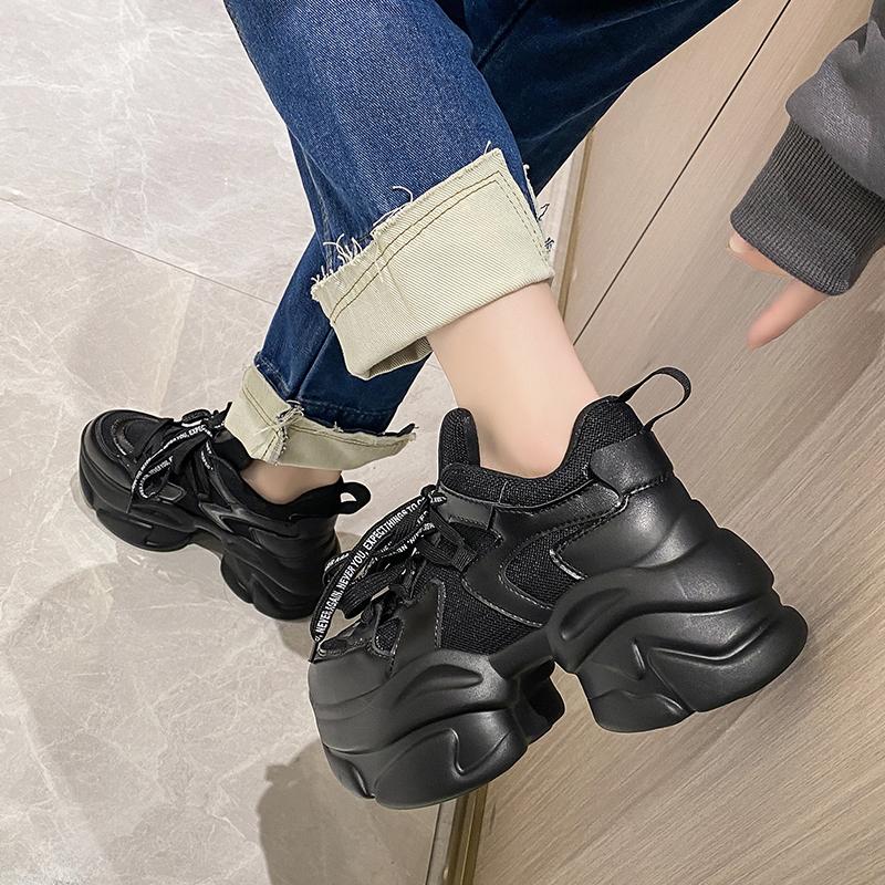 Fashion Fashion White Mesh Ventilate Women Sneakers 8CM High Platform Sports Shoes New Spring Thick Bottom Women's Wedge Casual Shoes