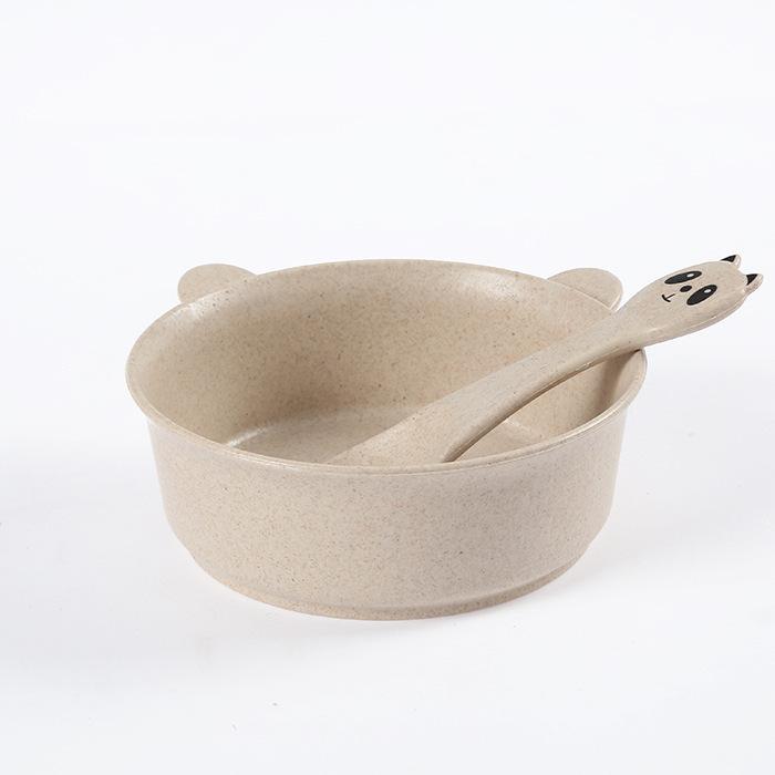 

Children Wheat Straw Bowl Cartoon Tableware Set Cute Dinner Rice Serving Bowl Soup with Spoon BPA Free Wheat-Straw Tableware Set бежевий