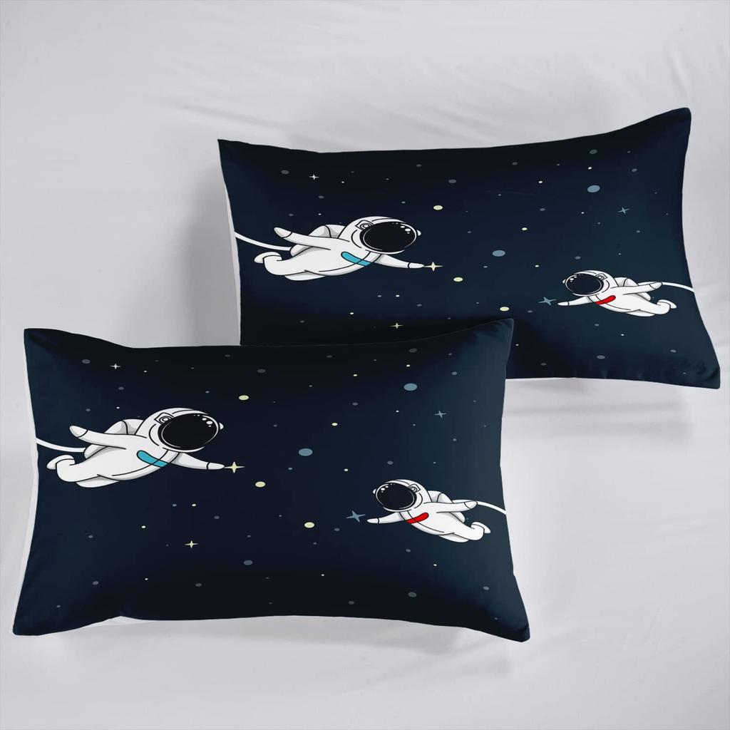 Three-Piece Space Astronaut Pattern Printed Duvet Set Suitable For Children'S Bedroom Decoration