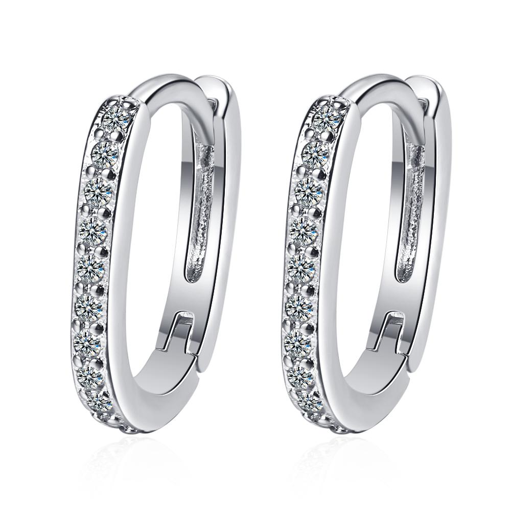 Plated Total 2.6CT Full Moissanite Hoop Earring for Women Sparkling Wedding Party Earring 925 Silver Jewelry Huggie
