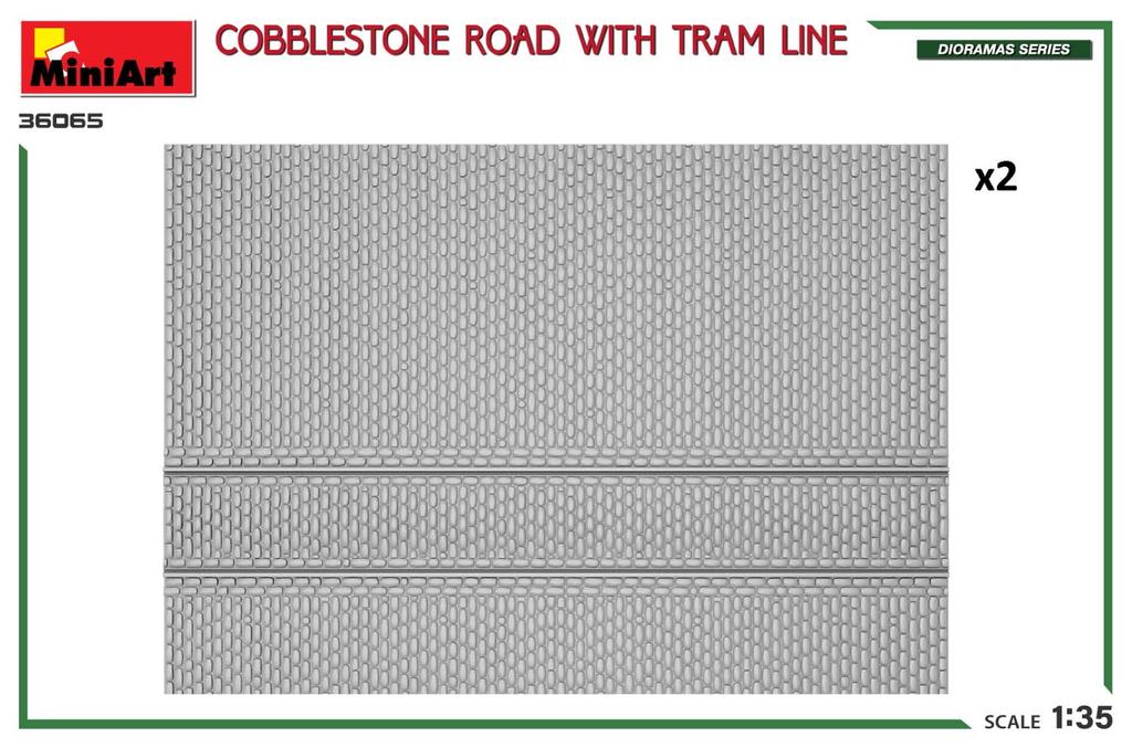 MiniArt Scale Cobblestone Road with Tram Line Plastic Model MA36065 1/35