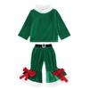 Kids Girls Boys Santa Claus Xmas Elf Top Pants Hat Sets Children Christmas New Year Cosplay Costumes Kindergarten Performance Role Play Outfit