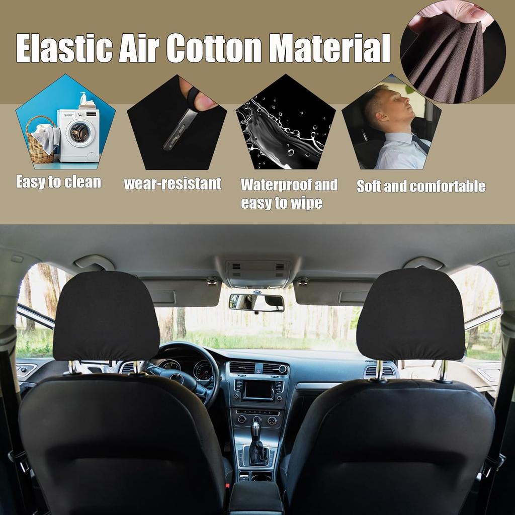 2 Pcs Headrest Covers for Cars Seat Universal Washable, Car Interior Seat Accessories Stuff Protector Dirt-Proof Wear-resistant Soft Fit for Most