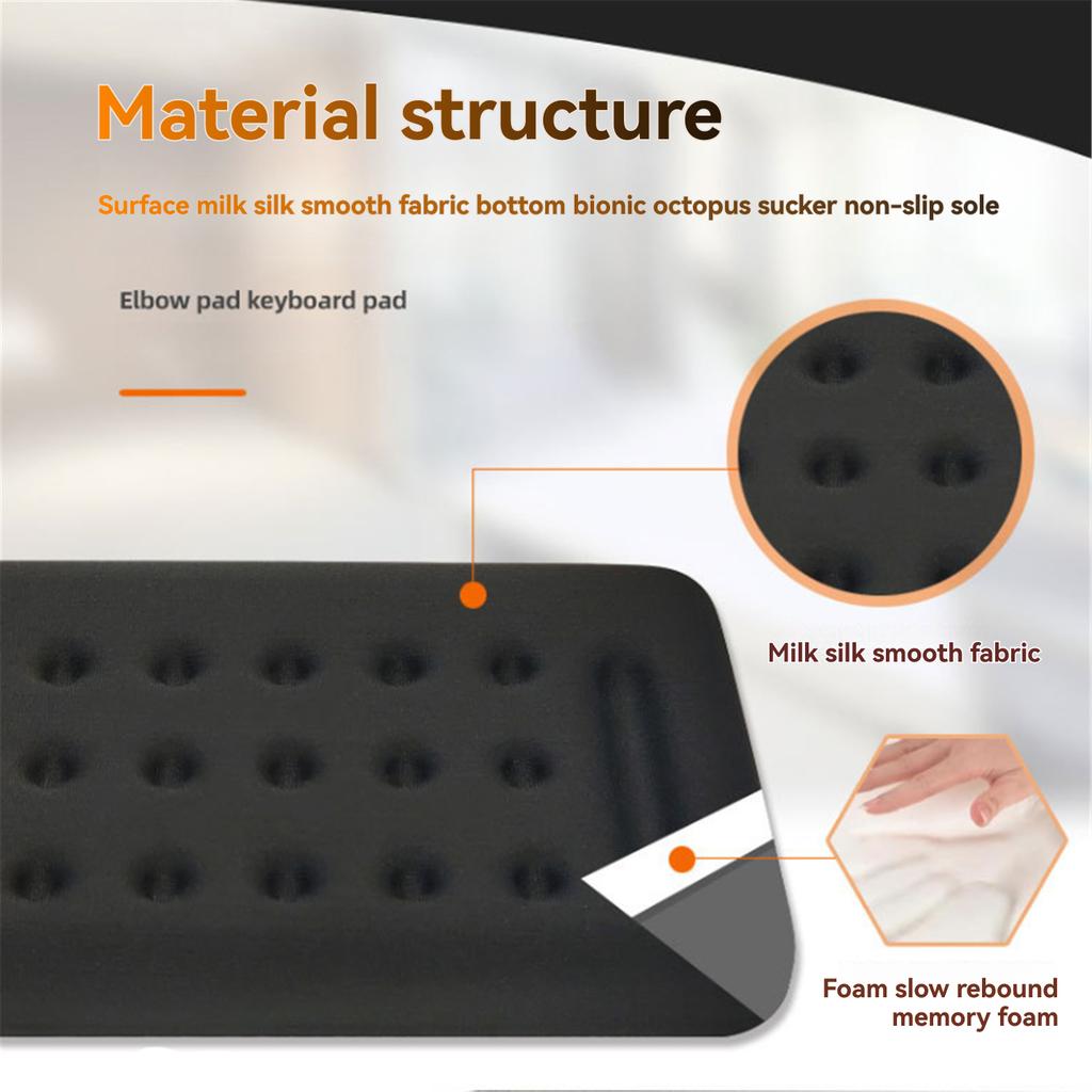 1-piece L-shaped Desk Edge Keyboard Tray and Wrist Rest Suitable for Long Arms Elbows Forearms and Wrists. Provides Comfortable Elbow Support for