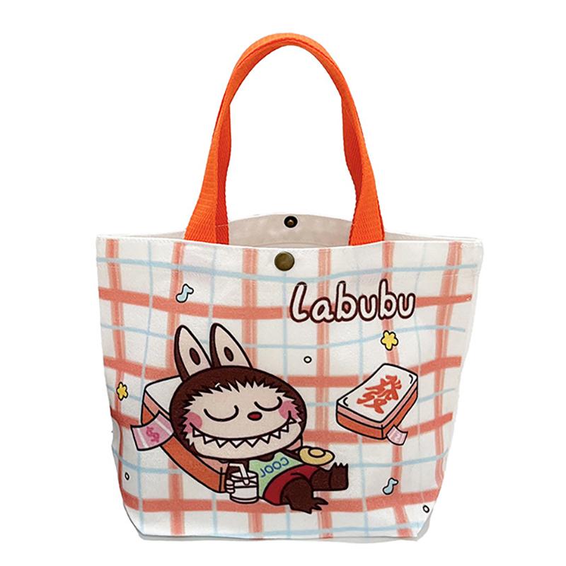 תיק קנבס לאבובו כותנה חמוד מצויר מצחיק תיק טוטה קניות פאוץ' סטודנט נוסע רב-תכליתי פשוט תיקי נשים מתנה