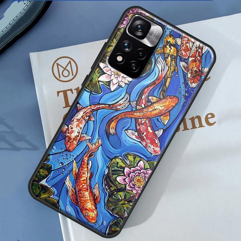Koi Carp Fish Painting Case For Xiaomi Redmi 13C 10C 12C 14C Redmi Note 14 13 Pro 12 11 9 10 9S 10S 11S 12S Cover