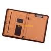 W89C Leather Conference Folder Zippered Business Document Case with Calculator Clipboard Multiple Pocket Card Holder Pen Slot