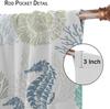 Coastal Window Curtains Nautical Beach Beach Sea Starfish Seashell Curtain for Living Room   Bedroom 2 Panels Set   42W x 45L inch