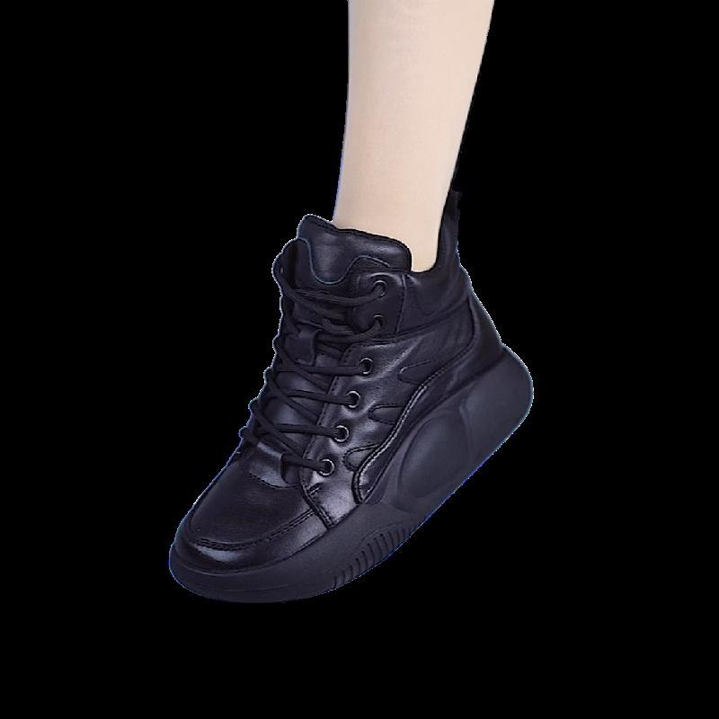 High-top casual women's shoes 2025 winter new retro Martin boots velvet casual short boots muffin versatile bread boots