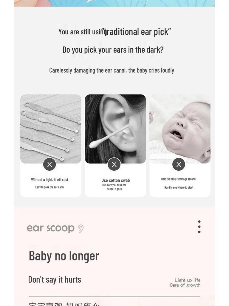 Beleuchtetes Elektrisches Ohrreiniger-Gerät mit Saugfunktion und Ohrlöffel für Erwachsene und Kinder