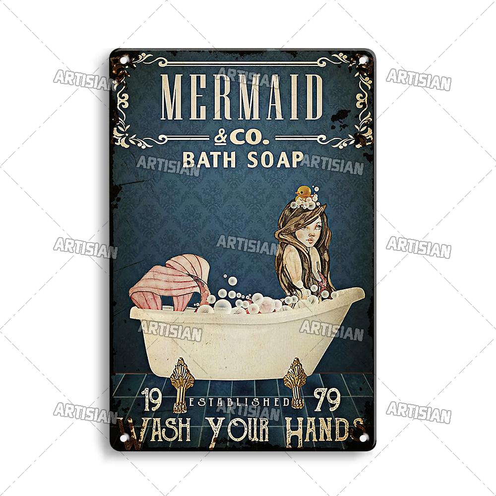 Artisian Łazienka Metalowy Znak Pralnia Blaszana Tabliczka Toaleta Plakat Dekoracyjny Mydło Kąpielowe Dekoracja Ścienna Garaż Bar Pub Klub Hotel