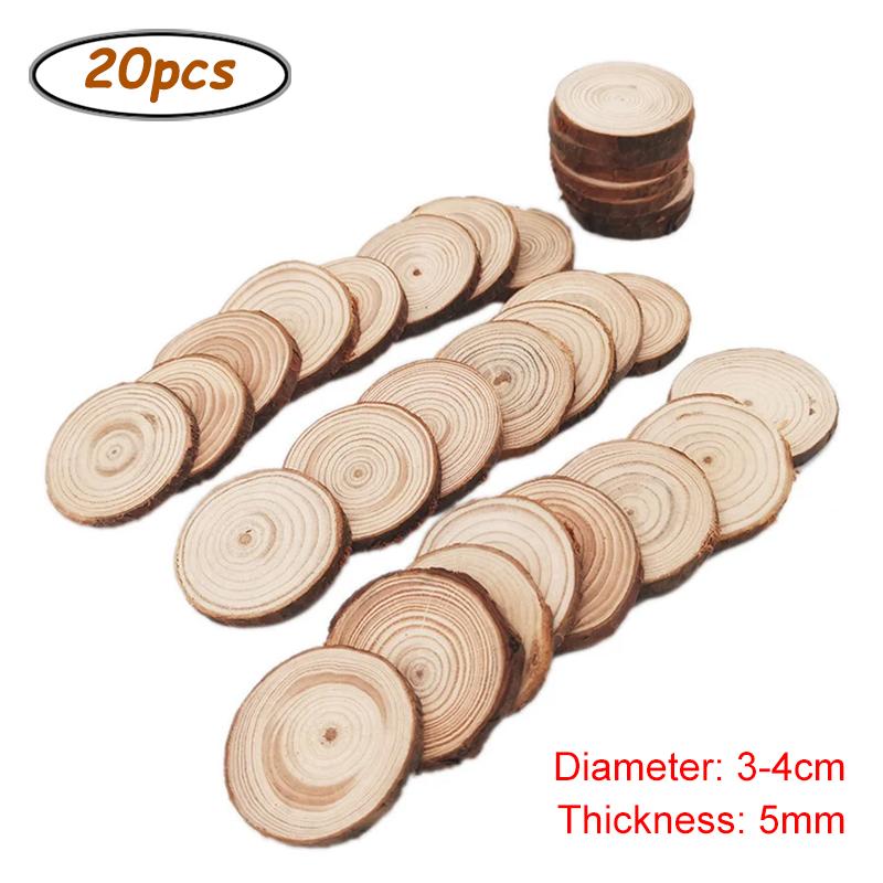 Unfinished Wood Slices Discs Cutouts with Tree Bark for Art Paint DIY Craft Coaster Christmas Hanging Ornament Wedding Decor