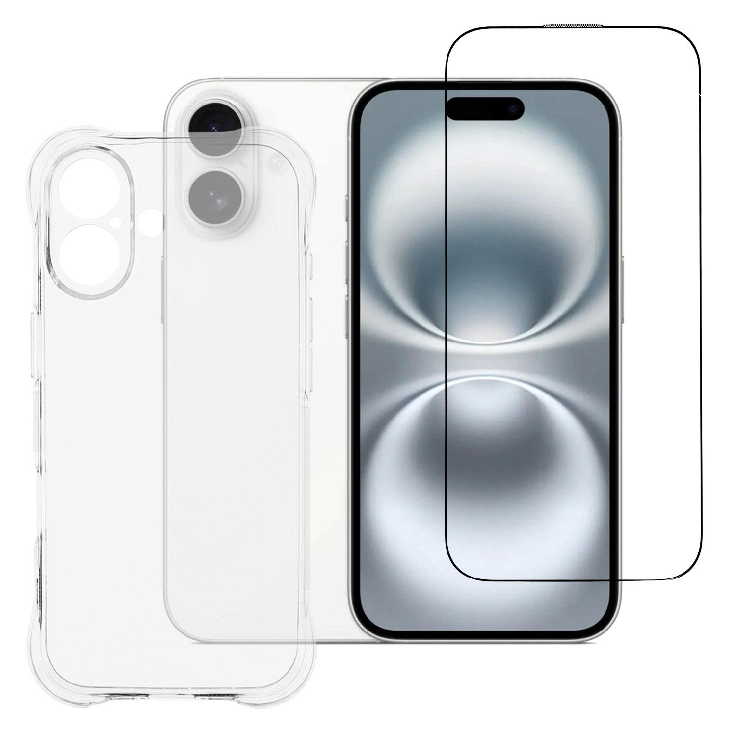 

Для iPhone 17 Чехол 2,0 мм ТПУ Прозрачная Накладка на Телефон с Защитным Стеклом для Экрана A