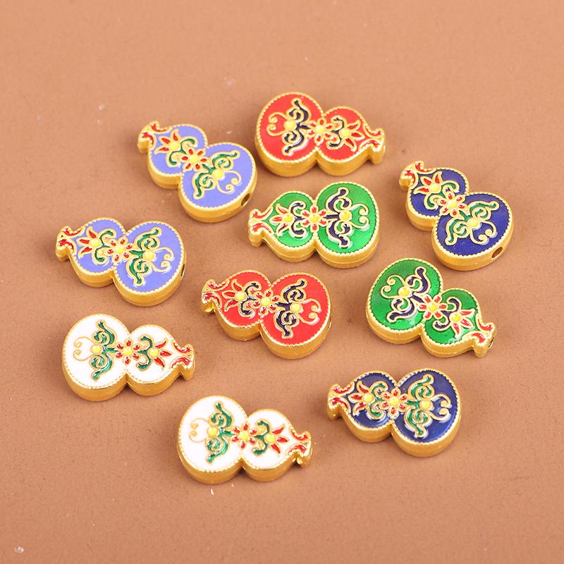 

Gold Cloisonné Double-Sided Gourd Pendant for Prosperity