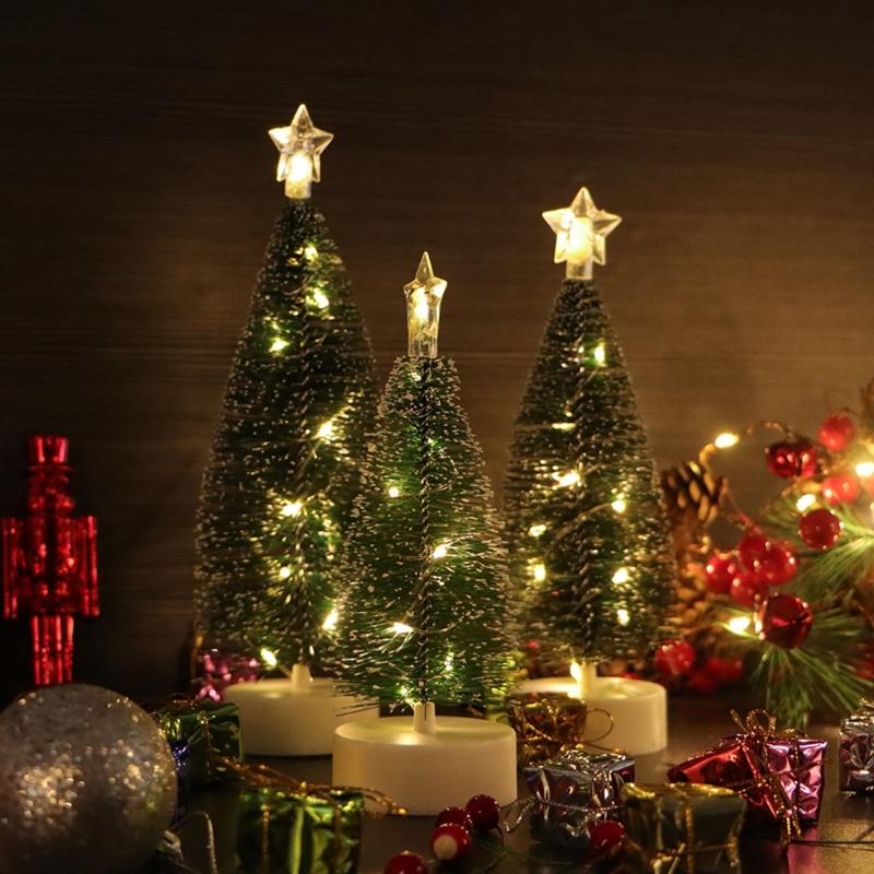 Mini Künstlicher Weihnachtsbaum Helles LED-Licht Bastelartikel Wohnzimmer Schlafsaal