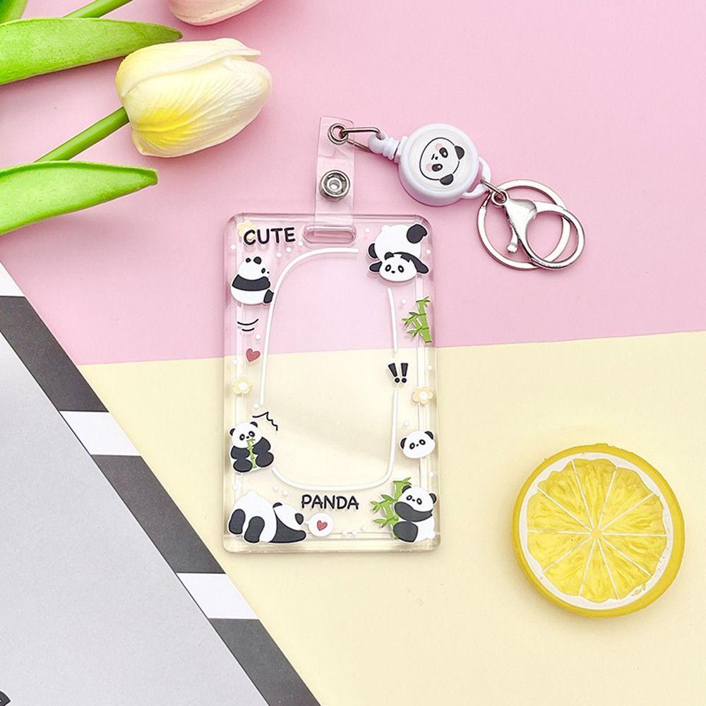 Bear Cartoon Acrylic Card Holder Rabbit Lanyard Bus Card Box Cute Rabbit Card Case Outdoor