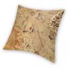Federa per Cuscino Quadrata Mappa di Piri Reis Poliestere Lino Velluto Fantasia Cerniera Decorativa Federa Copricuscino per Casa