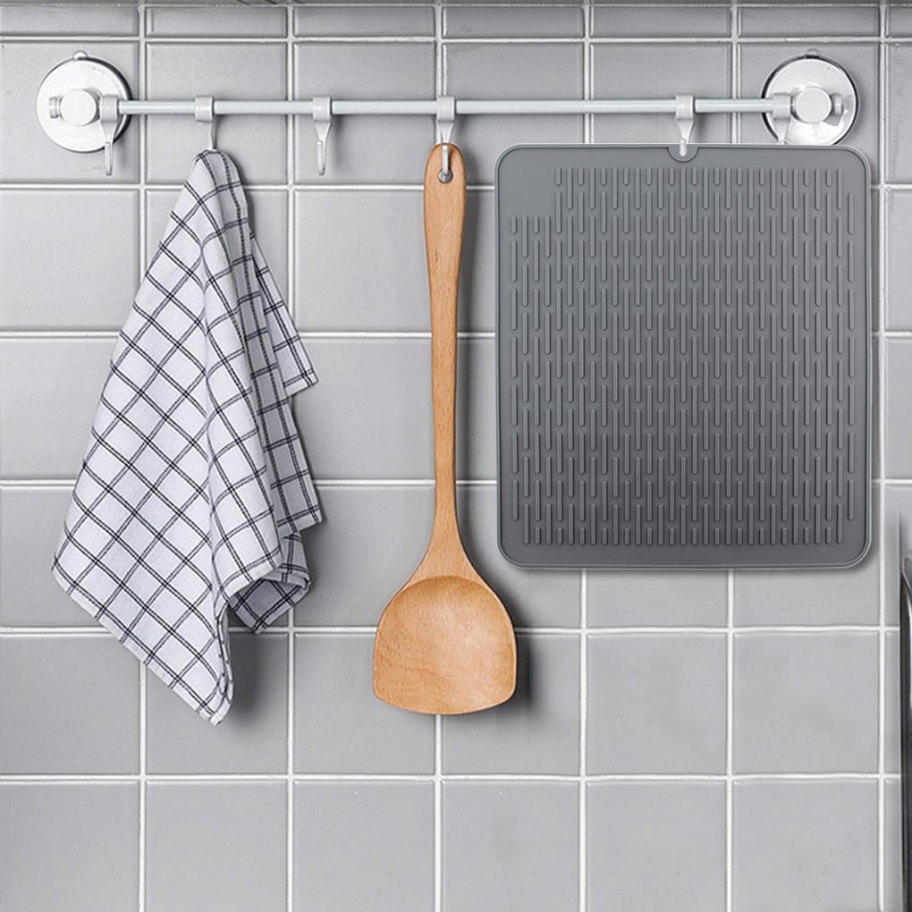 Dish Drying Mat Flexible Cups Plates Draining Tableware Dishware Forks Anti-slip Reusable Hanging Table Dinnerware Pad