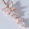 1PC Fashion Butterfly Flower Zircon Pendant Stainless Steel Belly Button Women Body Piercing Jewelry