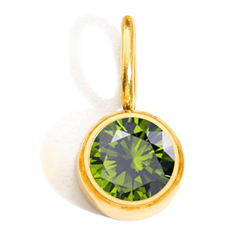 8mm Stainless Steel Pendant with Twelve Birthstone Rhinestone Charms for DIY Jewelry