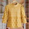 ZANZEA Women Casual Round Neck Ethnic Print 3/4 Sleeve Blouse
