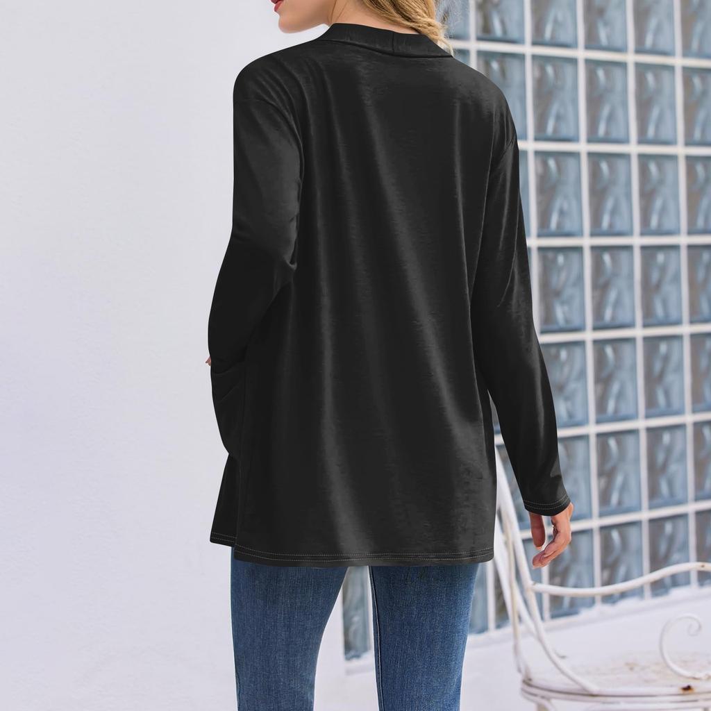 Women's Lightweight Cardigan Sweaters Open Front Long Sleeve Casual Loose Thin Cardigans With Pockets