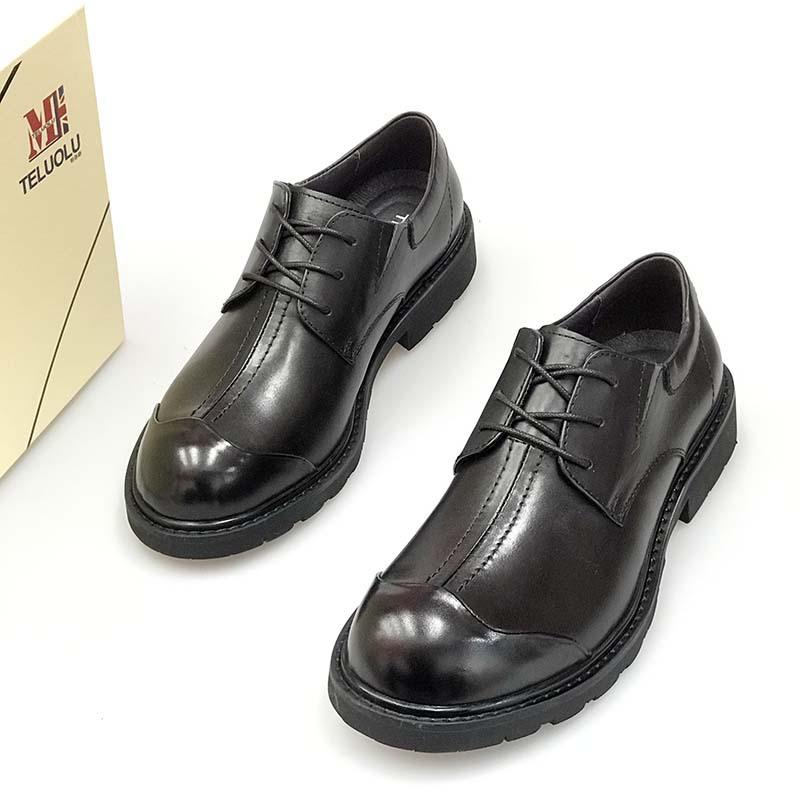 Spring And Autumn Business Dress Men'S Shoes Leather Outdoor Tooling Shoes British Low-Top Shoes Wedding Shoes Retro Big Head Leather Shoes
