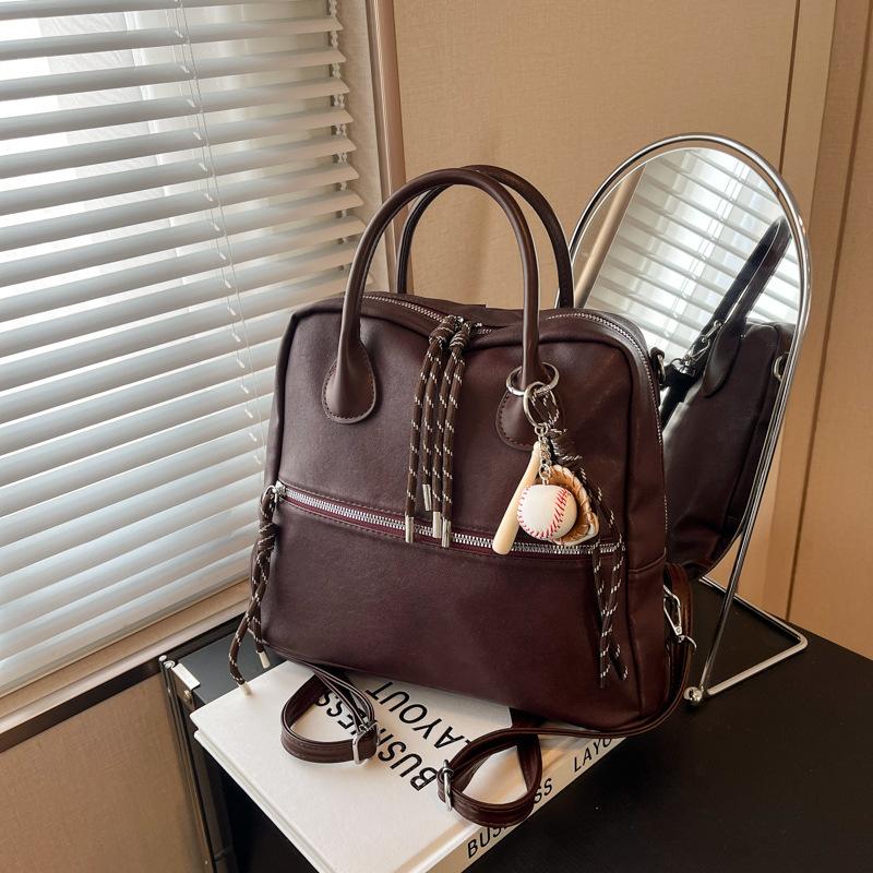 Retro commuter backpack bag women's large-capacity new high-end messenger bag casual light backpack