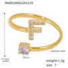 Qiong Yao 26-Letter Zircon Inlaid Jewelry Set: Gold-Plated Titanium Steel Necklace, Bracelet, Ring, and Stud Earrings.
