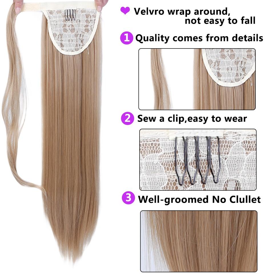 Long Wave Wrap Around Ponytail Clip In Hair Extension Synthetic Pony Tail Natural False Fake Hair Heat Resistant Fiber