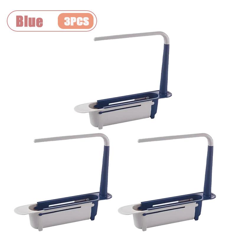 Telescopic Over Sink Organizer Rack Adjustable Kitchen Storage Tray for Soap Sponge Towel with Ventilated Design Drain Rack