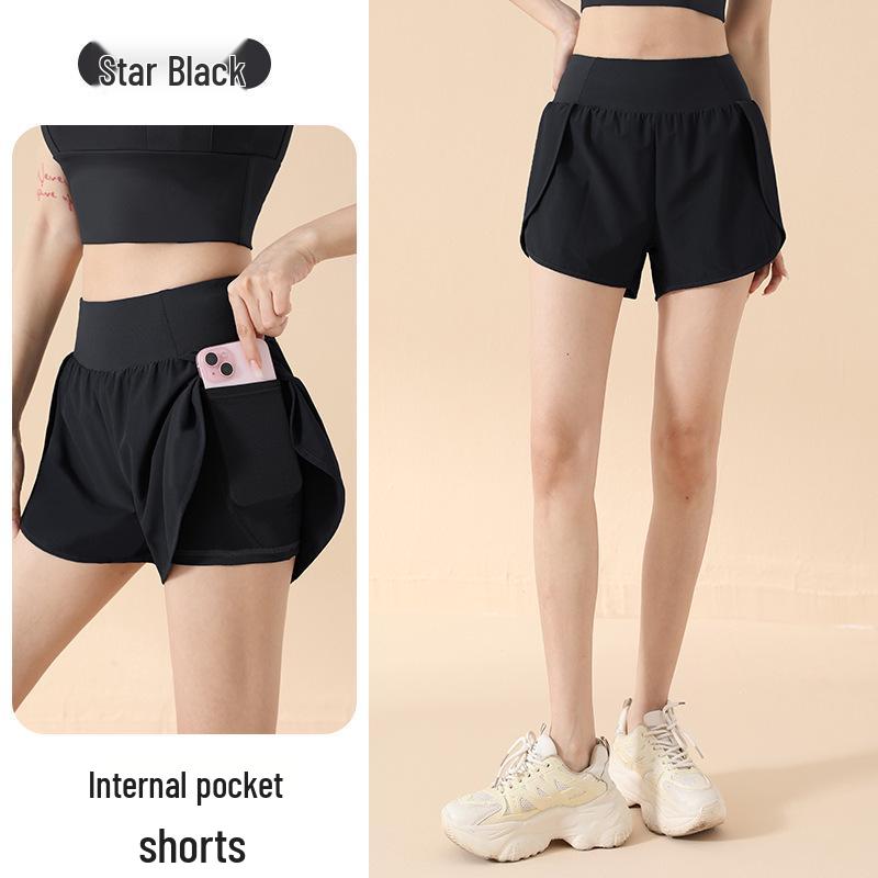 Women's 2025 High-Waisted Sports Shorts with Pockets - Hip-Lifting, Anti-Exposure, Loose Fit for Running & Yoga