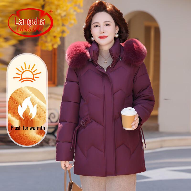 LangSha Women s Mid-Length Padded Winter Jacket 4XL