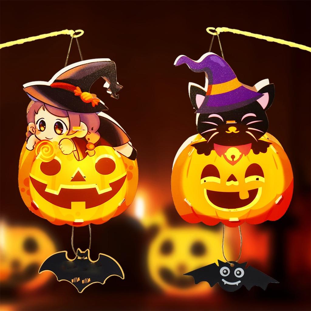 Halloween Pumpkin Handmade DIY Material Children's Handheld Luminous  Decoration Party Supplies