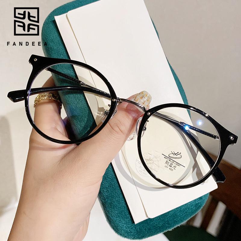 

Надлегкі жіночі окуляри для міопії TR90, колір чаю, для схуднення круглого обличчя, готові для рецептурних лінз, оправа з захистом від синього світла.