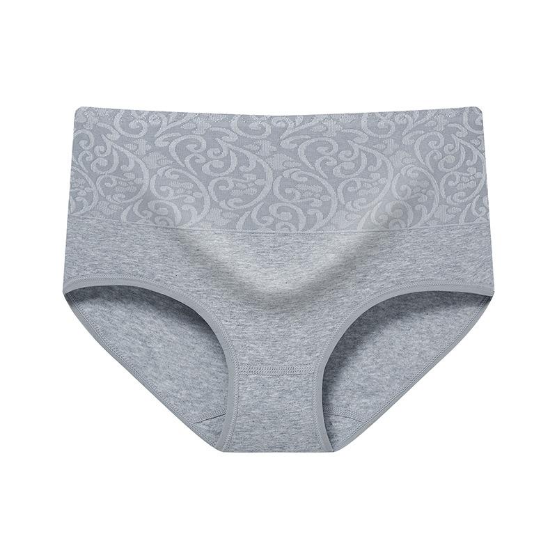 

Женские хлопковые трусики больших размеров на весну и осень с высокой посадкой S серый