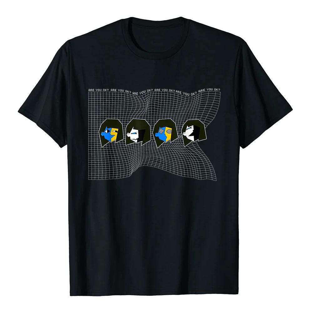 

Are You Okay Distorted Grid Graphic Tee Cotton Short Sleeve Round Neck TShirt for Unisex S