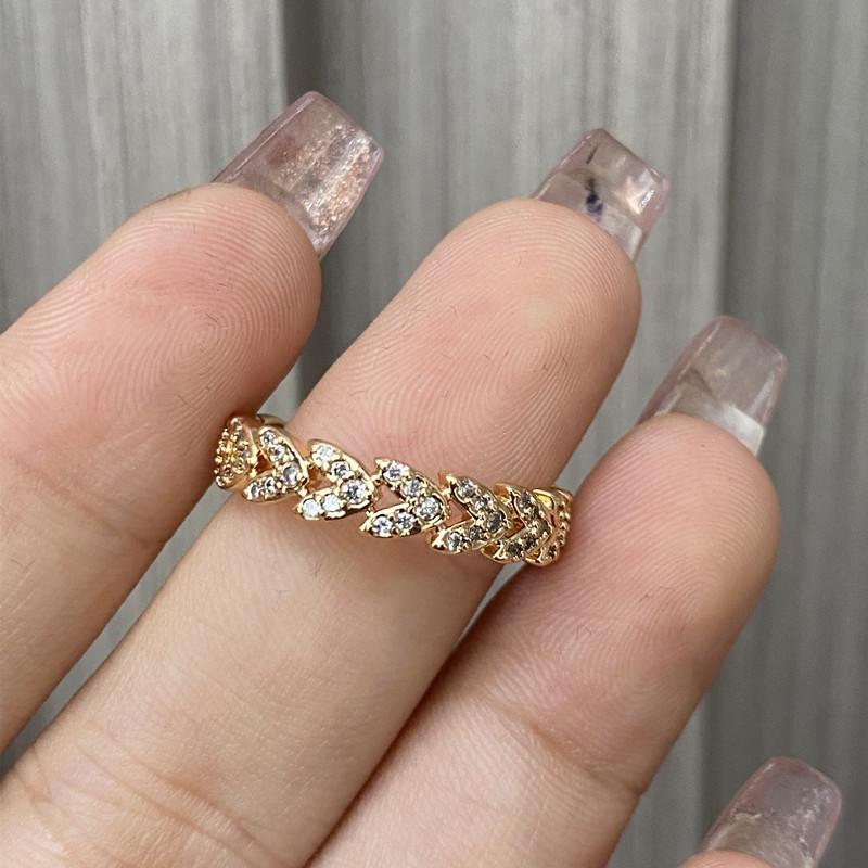 Plated 18k full diamond love opening ring, personalized versatile ins does not fade ring