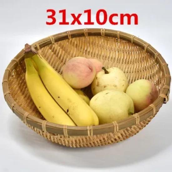 Natural Handmade Bamboo Baskets Fruit Vegetables Bread Rattan Steamed Storage Basket Home Tableware Storage Box Bread Basket