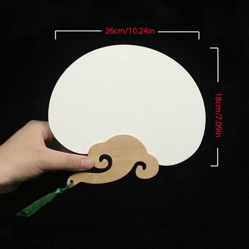Leerer Handfächer Chinesischer Reispapierfächer mit Quasten Holzgriff Kalligraphien Malerei Handfächer Elegantes Geschenk für Frau