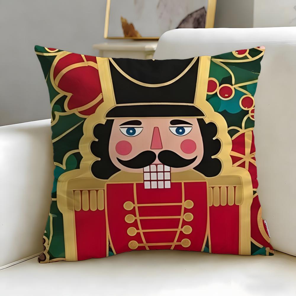 classic doll Nutcracker Doll Cushion Cover Soft  EasyWash Pillow Case  Versatile for Couch Bed Travel and Office
