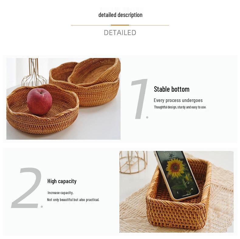 Vietnamese Handmade Woven Autumn Vine Basket for Snacks, Fruit, or Candy - Perfect for Living Room or Coffee Table.