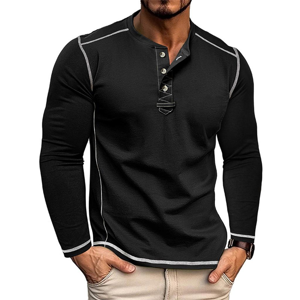 Pánská vícebarevná všestranná košile s dlouhým rukávem retro tričko spodní košile